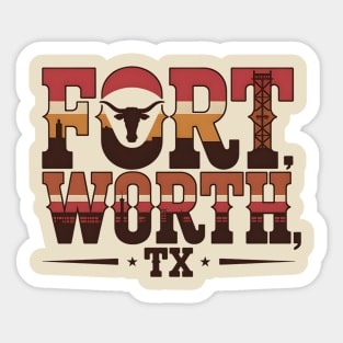 Stockyards Fort Worth Texas - Downtown Cowtown Retro Vintage Longhorn Sticker